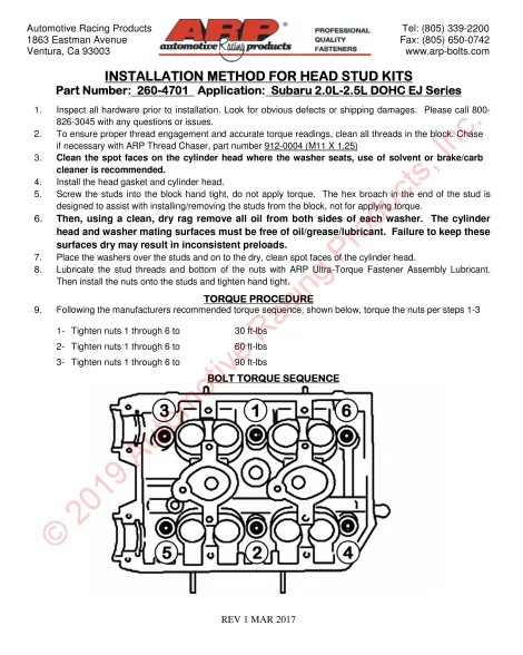 Subaru Impreza WRX/STI 02-21 EJ20/EJ22/EJ25 ARP Head Stud Kit 11mm Subaru Impreza WRX/STI 02-21 EJ20/EJ22/EJ25 ARP Head Stud Kit 11mm