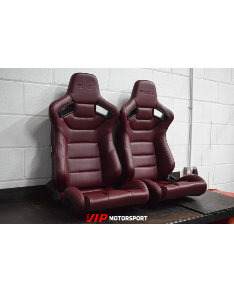 BRAUM Racing Seats Elite Series Sport Seats Maroon Leatherette Pair BRAUM Racing Seats Elite Series Sport Seats Maroon Leatherette Pair