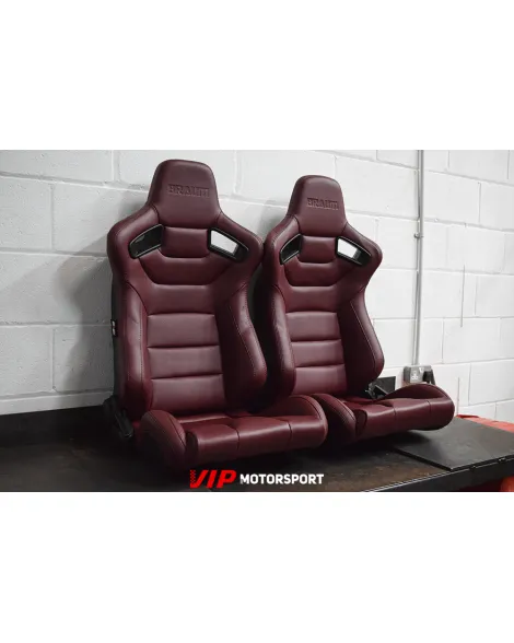 BRAUM Racing Seats Elite Series Sport Seats Maroon Leatherette Pair BRAUM Racing Seats Elite Series Sport Seats Maroon Leatherette Pair