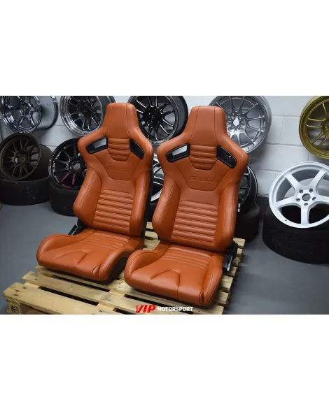 BRAUM Racing Seats Elite-X Series Sport Seats British Tan Leatherette (Black Stitching) Pair BRAUM Racing Seats Elite-X Series Sport Seats British Tan Leatherette (Black Stitching) Pair