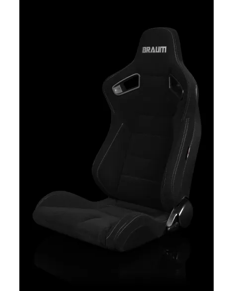 BRAUM Racing Seats Elite Series Sport Seats Black Cloth (Grey Stitching) Pair