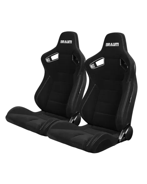 BRAUM Racing Seats Elite Series Sport Seats Black Cloth (Grey Stitching) Pair