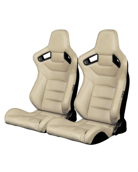 BRAUM Racing Seats Elite Series Sport Seats Beige Leatherette Pair BRAUM Racing Seats Elite Series Sport Seats Beige Leatherette Pair