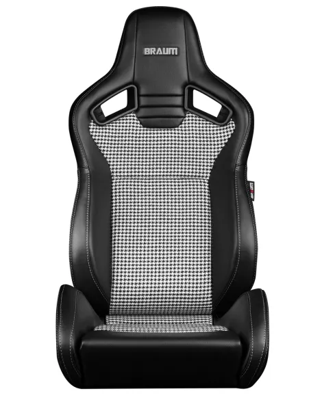 BRAUM Racing Seats Elite V2 Series Sport Seats Black Leatherette | Houndstooth Fabric Pair BRAUM Racing Seats Elite V2 Series Sport Seats Black Leatherette | Houndstooth Fabric Pair