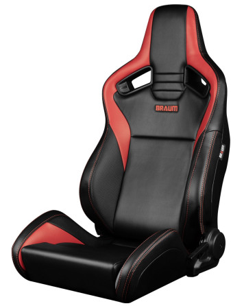 BRAUM Racing Seats Elite V2 Series Sport Seats Black & Red Leatherette Pair