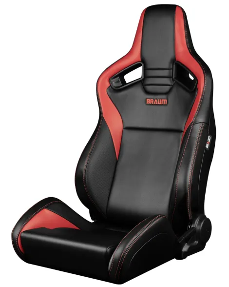 BRAUM Racing Seats Elite V2 Series Sport Seats Black & Red Leatherette Pair BRAUM Racing Seats Elite V2 Series Sport Seats Black & Red Leatherette Pair