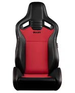 BRAUM Racing Seats Elite V2 Series Sport Seats Black Leatherette | Red Fabric Pair