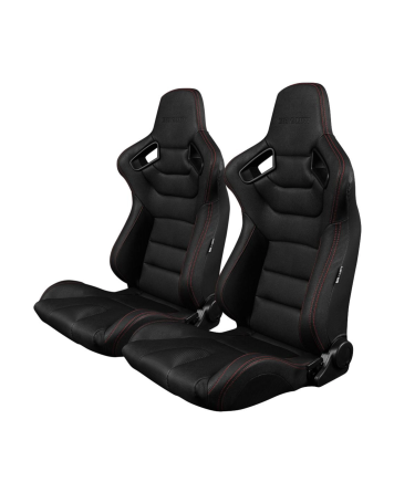 BRAUM Racing Seats Elite Series Sport Seats Black Leatherette (Red Stitching) Pair BRAUM Racing Seats Elite Series Sport Seats Black Leatherette (Red Stitching) Pair