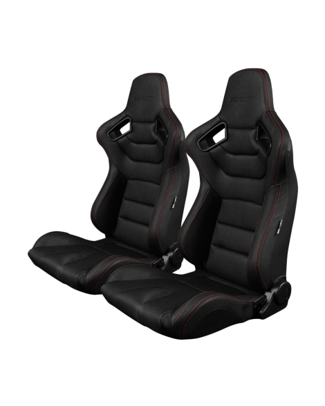 BRAUM Racing Seats Elite Series Sport Seats Black Leatherette (Red Stitching) Pair BRAUM Racing Seats Elite Series Sport Seats Black Leatherette (Red Stitching) Pair