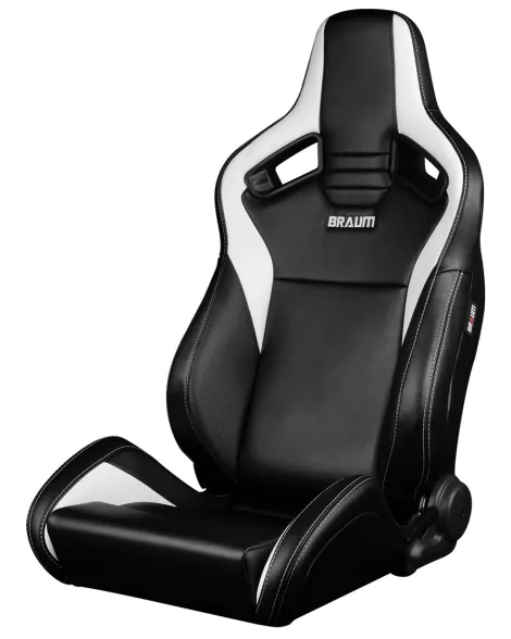 BRAUM Racing Seats Elite V2 Series Sport Seats Black & White Leatherette Pair BRAUM Racing Seats Elite V2 Series Sport Seats Black & White Leatherette Pair