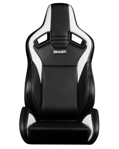 BRAUM Racing Seats Elite V2 Series Sport Seats Black & White Leatherette Pair BRAUM Racing Seats Elite V2 Series Sport Seats Black & White Leatherette Pair