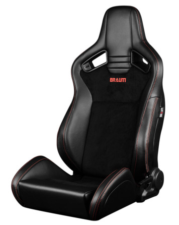 BRAUM Racing Seats Elite V2 Series Sport Seats Black Leatherette | Black Suede Pair