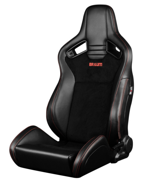 BRAUM Racing Seats Elite V2 Series Sport Seats Black Leatherette | Black Suede Pair BRAUM Racing Seats Elite V2 Series Sport Seats Black Leatherette | Black Suede Pair