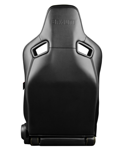 BRAUM Racing Seats Elite V2 Series Sport Seats Black Leatherette |Black Suede | Yellow Piping Pair BRAUM Racing Seats Elite V2 Series Sport Seats Black Leatherette |Black Suede | Yellow Piping Pair