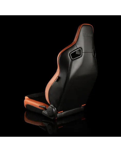 BRAUM Racing Seats Elite V2 Series Sport Seats British Tan Leatherette & Black Suede - Low Bolster Pair