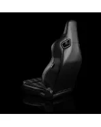 BRAUM Racing Seats Elite V2 Series Sport Seats Black Leatherette & Grey Plaid Fabric - Low Bolster Pair BRAUM Racing Seats Elite V2 Series Sport Seats Black Leatherette & Grey Plaid Fabric - Low Bolster Pair