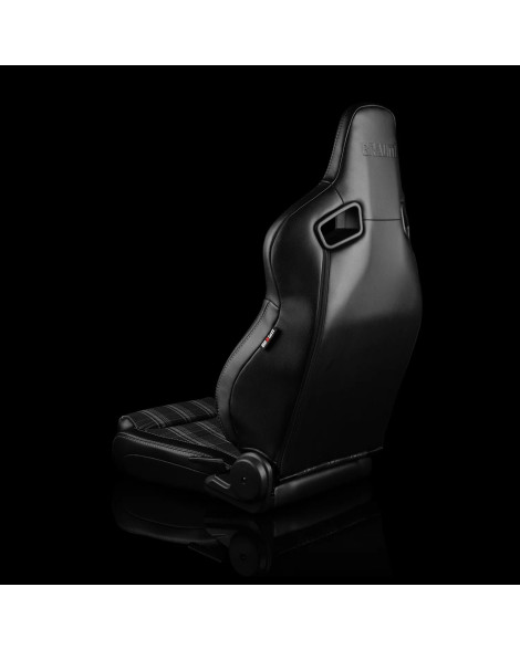 BRAUM Racing Seats Elite V2 Series Sport Seats Black Leatherette & Grey Plaid Fabric - Low Bolster Pair BRAUM Racing Seats Elite V2 Series Sport Seats Black Leatherette & Grey Plaid Fabric - Low Bolster Pair