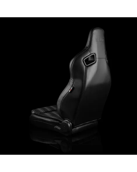 BRAUM Racing Seats Elite V2 Series Sport Seats Black Leatherette & Grey Plaid Fabric - Low Bolster Pair BRAUM Racing Seats Elite V2 Series Sport Seats Black Leatherette & Grey Plaid Fabric - Low Bolster Pair