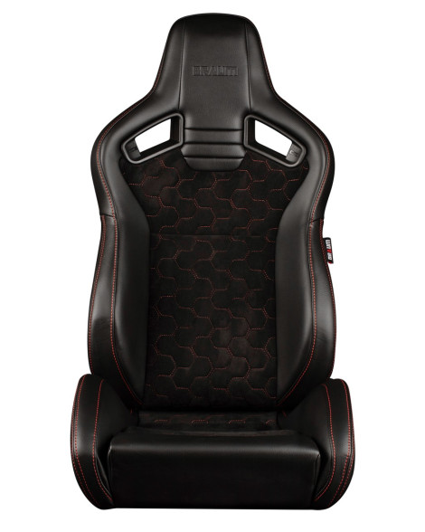 BRAUM Racing Seats Elite V2 Series Sport Seats Black Leatherette | Honeycomb Suede | Red Stitching Pair BRAUM Racing Seats Elite V2 Series Sport Seats Black Leatherette | Honeycomb Suede | Red Stitching Pair