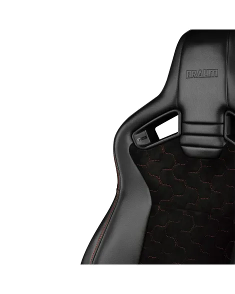 BRAUM Racing Seats Elite V2 Series Sport Seats Black Leatherette | Honeycomb Suede | Red Stitching Pair BRAUM Racing Seats Elite V2 Series Sport Seats Black Leatherette | Honeycomb Suede | Red Stitching Pair