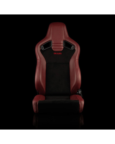 BRAUM Racing Seats Elite V2 Series Sport Seats Maroon Leatherette & Black Suede - Low Bolster Pair BESPOKE 3-4 MONTHS BRAUM Racing Seats Elite V2 Series Sport Seats Maroon Leatherette & Black Suede - Low Bolster Pair BESPOKE 3-4 MONTHS