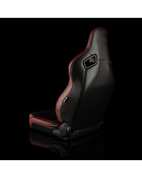 BRAUM Racing Seats Elite V2 Series Sport Seats Maroon Leatherette & Black Suede - Low Bolster Pair BESPOKE 3-4 MONTHS BRAUM Racing Seats Elite V2 Series Sport Seats Maroon Leatherette & Black Suede - Low Bolster Pair BESPOKE 3-4 MONTHS