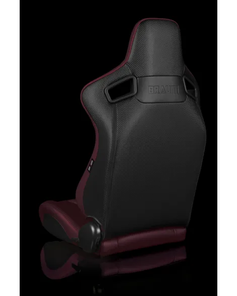 BRAUM Racing Seats Elite Series Sport Seats Maroon Leatherette Pair BRAUM Racing Seats Elite Series Sport Seats Maroon Leatherette Pair