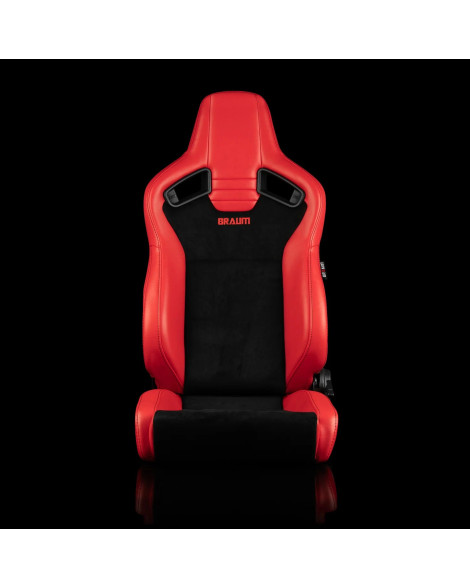 BRAUM Racing Seats Elite V2 Series Sport Seats Red Leatherette & Black Suede - Low Bolster Pair BRAUM Racing Seats Elite V2 Series Sport Seats Red Leatherette & Black Suede - Low Bolster Pair
