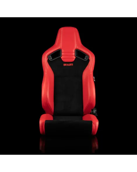 BRAUM Racing Seats Elite V2 Series Sport Seats Red Leatherette & Black Suede - Low Bolster Pair BRAUM Racing Seats Elite V2 Series Sport Seats Red Leatherette & Black Suede - Low Bolster Pair