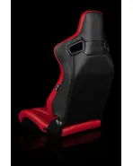 BRAUM Racing Seats Elite Series Sport Seats Red Leatherette (Black Stitching) Pair BRAUM Racing Seats Elite Series Sport Seats Red Leatherette (Black Stitching) Pair
