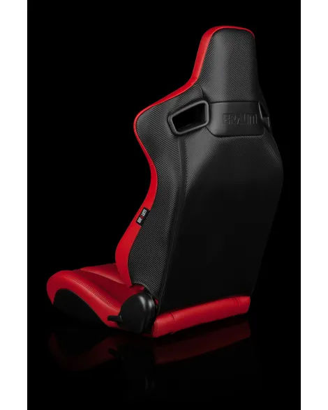BRAUM Racing Seats Elite Series Sport Seats Red Leatherette (Black Stitching) Pair BRAUM Racing Seats Elite Series Sport Seats Red Leatherette (Black Stitching) Pair
