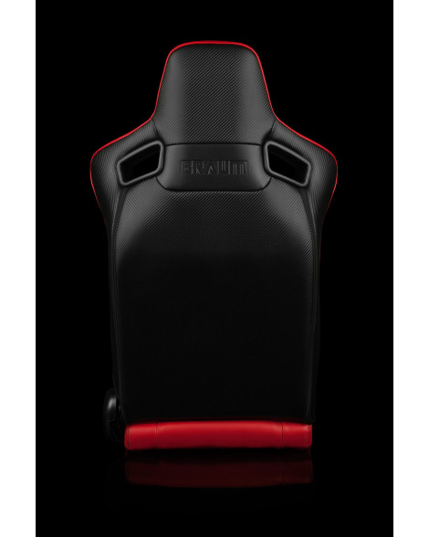 BRAUM Racing Seats Elite Series Sport Seats Red Leatherette (Black Stitching) Pair BRAUM Racing Seats Elite Series Sport Seats Red Leatherette (Black Stitching) Pair