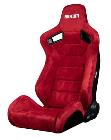 BRAUM Racing Seats Elite Series Sport Seats Red Suede (White Stitching) PAIR BRAUM Racing Seats Elite Series Sport Seats Red Suede (White Stitching) PAIR