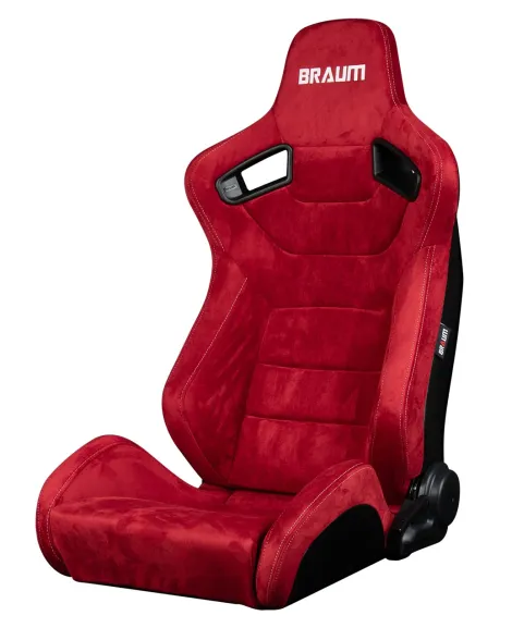 BRAUM Racing Seats Elite Series Sport Seats Red Suede (White Stitching) PAIR BRAUM Racing Seats Elite Series Sport Seats Red Suede (White Stitching) PAIR