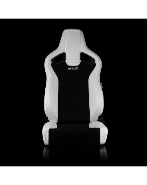BRAUM Racing Seats Elite V2 Series Sport Seats White Leatherette & Black Suede - Low Bolster Pair BRAUM Racing Seats Elite V2 Series Sport Seats White Leatherette & Black Suede - Low Bolster Pair