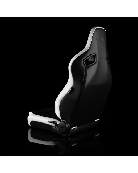 BRAUM Racing Seats Elite V2 Series Sport Seats White Leatherette & Black Suede - Low Bolster Pair BRAUM Racing Seats Elite V2 Series Sport Seats White Leatherette & Black Suede - Low Bolster Pair