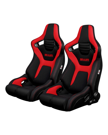 BRAUM Racing Seats Elite-R Series Sport Seats Black and Red Polo Cloth (Red Stitching) Pair BRAUM Racing Seats Elite-R Series Sport Seats Black and Red Polo Cloth (Red Stitching) Pair