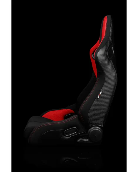 BRAUM Racing Seats Elite-R Series Sport Seats Black and Red Polo Cloth (Red Stitching) Pair BRAUM Racing Seats Elite-R Series Sport Seats Black and Red Polo Cloth (Red Stitching) Pair