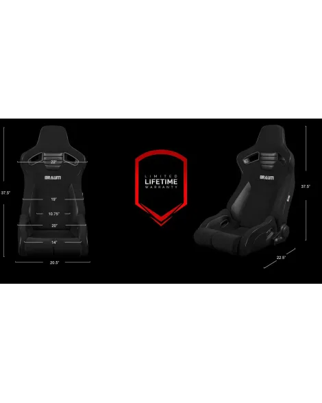 BRAUM Racing Seats Elite-R Series Sport Seats Black Cloth | Black Trim Pair BRAUM Racing Seats Elite-R Series Sport Seats Black Cloth | Black Trim Pair
