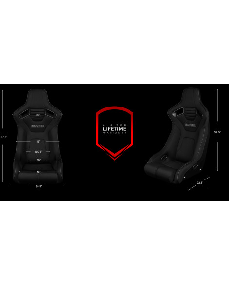 BRAUM Racing Seats Elite-R Series Fixed-Back Seat Black Polo Cloth (Black Stitching / Black Piping) Single BRAUM Racing Seats Elite-R Series Fixed-Back Seat Black Polo Cloth (Black Stitching / Black Piping) Single