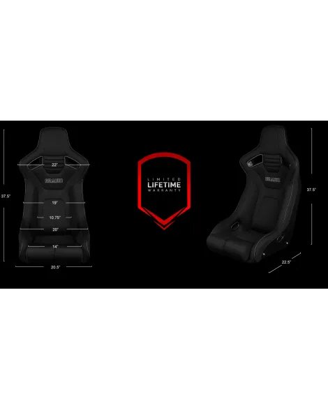 BRAUM Racing Seats Elite-R Series Fixed-Back Seat Black Polo Cloth (Black Stitching / Black Piping) Single BRAUM Racing Seats Elite-R Series Fixed-Back Seat Black Polo Cloth (Black Stitching / Black Piping) Single