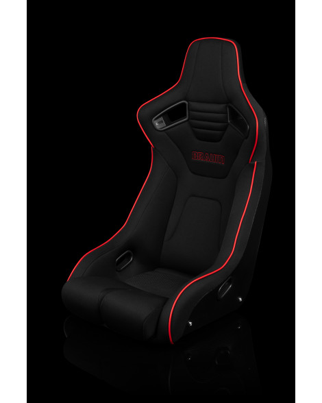 BRAUM Racing Seats Elite-R Series Fixed-Back Seat Black Polo Cloth (Red Stitching / Red Piping) Single BRAUM Racing Seats Elite-R Series Fixed-Back Seat Black Polo Cloth (Red Stitching / Red Piping) Single