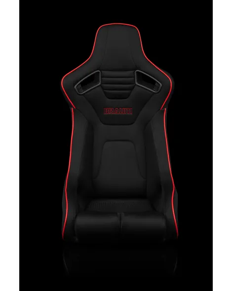BRAUM Racing Seats Elite-R Series Fixed-Back Seat Black Polo Cloth (Red Stitching / Red Piping) Single BRAUM Racing Seats Elite-R Series Fixed-Back Seat Black Polo Cloth (Red Stitching / Red Piping) Single