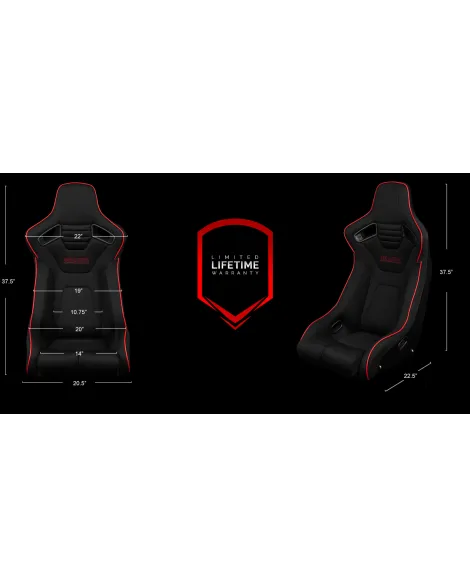 BRAUM Racing Seats Elite-R Series Fixed-Back Seat Black Polo Cloth (Red Stitching / Red Piping) Single BRAUM Racing Seats Elite-R Series Fixed-Back Seat Black Polo Cloth (Red Stitching / Red Piping) Single