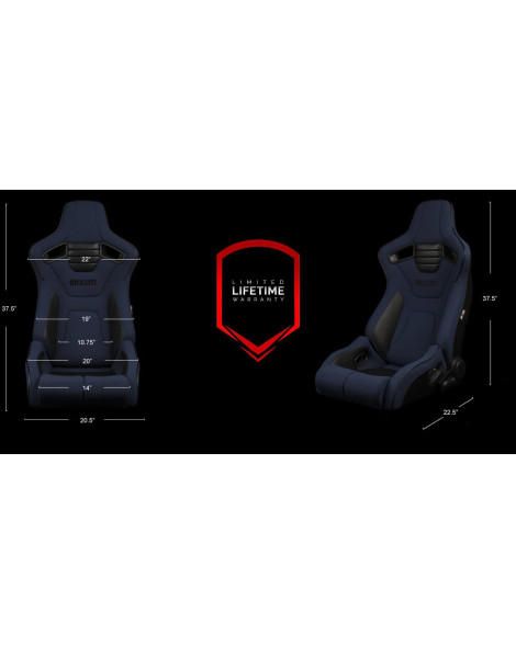 BRAUM Racing Seats Elite-R Series Sport Seats Blue Cloth (Black Piping | Black Stitching) Pair BRAUM Racing Seats Elite-R Series Sport Seats Blue Cloth (Black Piping | Black Stitching) Pair