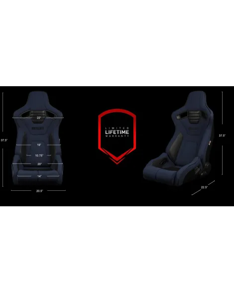 BRAUM Racing Seats Elite-R Series Sport Seats Blue Cloth (Black Piping | Black Stitching) Pair BRAUM Racing Seats Elite-R Series Sport Seats Blue Cloth (Black Piping | Black Stitching) Pair