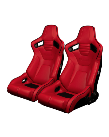 BRAUM Racing Seats Elite-R Series Sport Seats Red Leatherette (Black Stitching / Black Piping) Pair BRAUM Racing Seats Elite-R Series Sport Seats Red Leatherette (Black Stitching / Black Piping) Pair