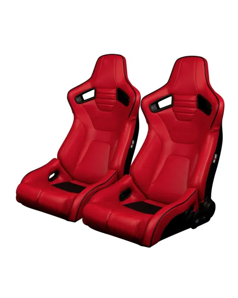 BRAUM Racing Seats Elite-R Series Sport Seats Red Leatherette (Black Stitching / Black Piping) Pair BRAUM Racing Seats Elite-R Series Sport Seats Red Leatherette (Black Stitching / Black Piping) Pair