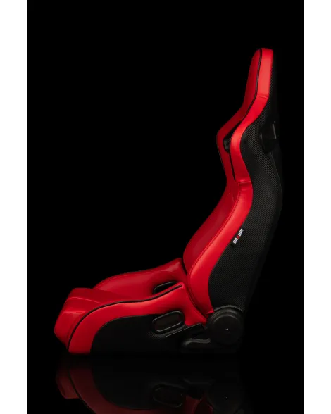 BRAUM Racing Seats Elite-R Series Sport Seats Red Leatherette (Black Stitching / Black Piping) Pair BRAUM Racing Seats Elite-R Series Sport Seats Red Leatherette (Black Stitching / Black Piping) Pair