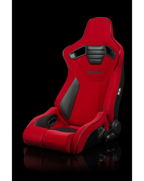 BRAUM Racing Seats Elite-R Series Sport Seats Red Cloth (Black Piping | Black Stitching) Pair BRAUM Racing Seats Elite-R Series Sport Seats Red Cloth (Black Piping | Black Stitching) Pair